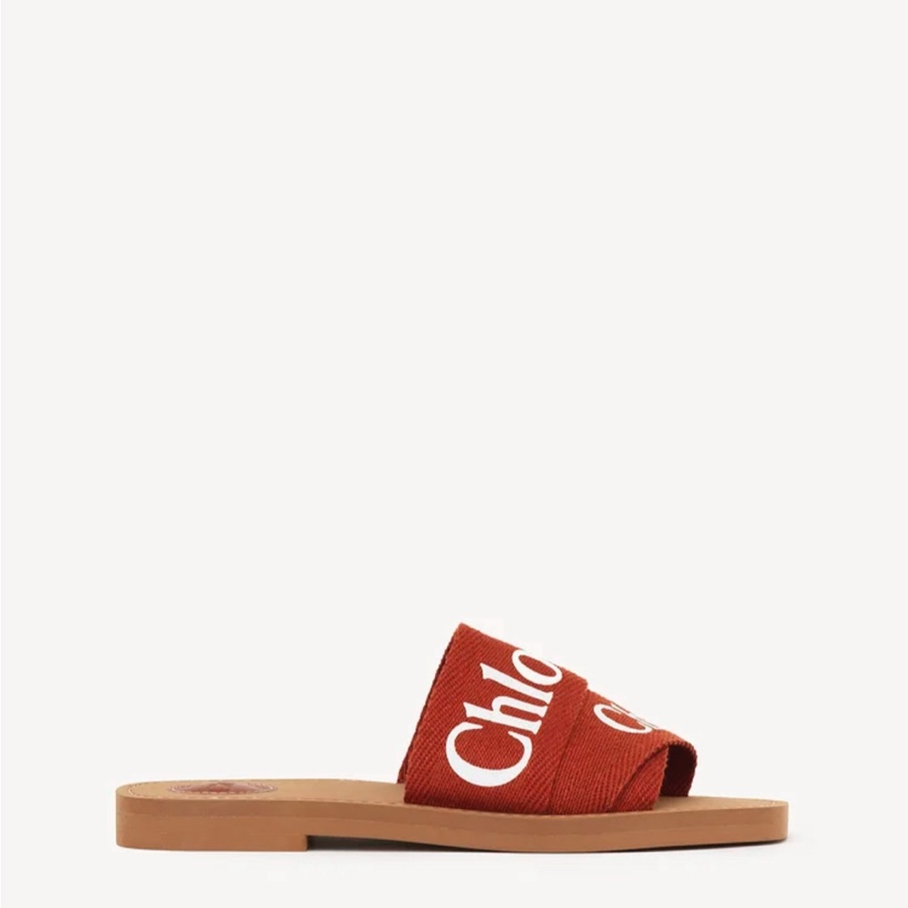 Chloe Red Logo Slide Sandals